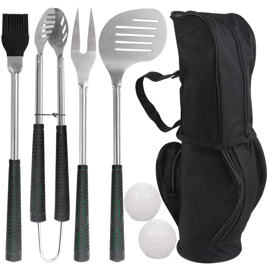 POLIGO 7PCS Golf-Club Style BBQ Tool Set, including spatula and tongs