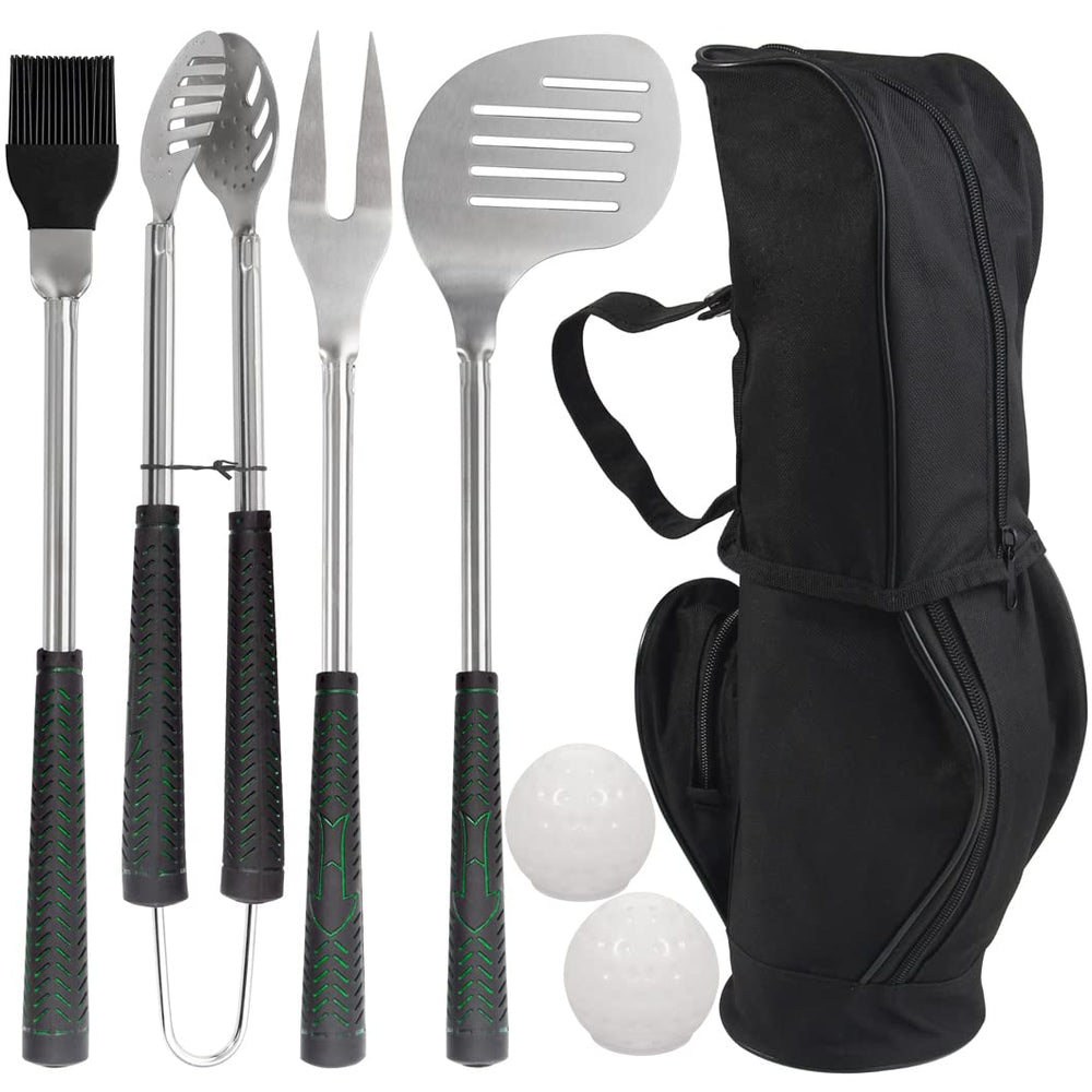 POLIGO 7PCS Golf-Club Style BBQ Tool Set, including spatula and tongs