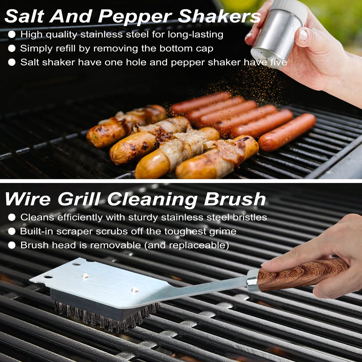 POLIGO BBQ utensils set with replaceable cleaning head
