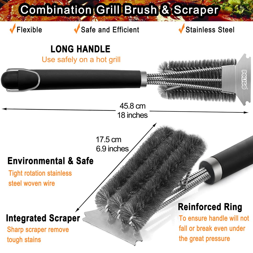 POLIGO grill brush showing bristles on all sides for cleaning