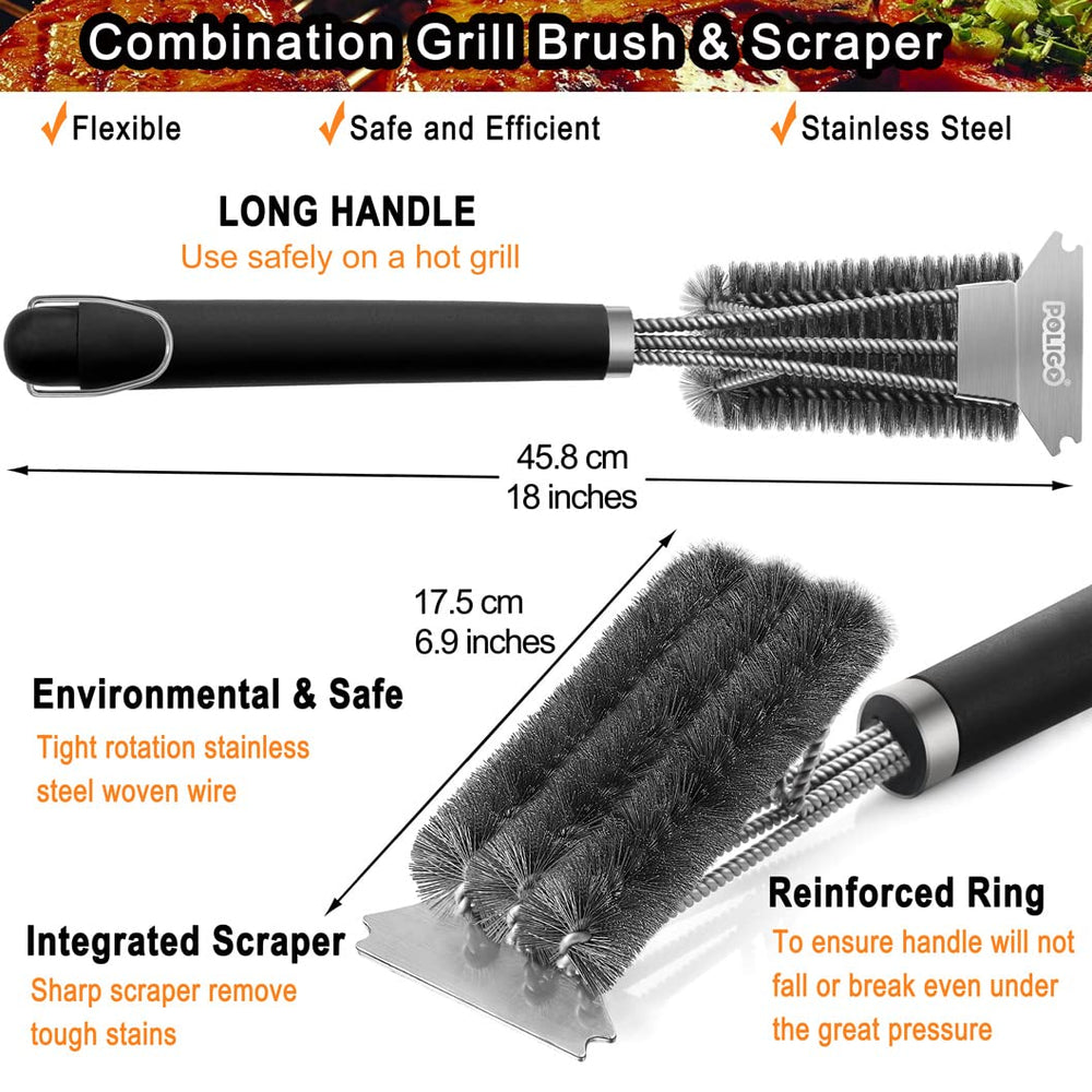POLIGO grill brush showing bristles on all sides for cleaning