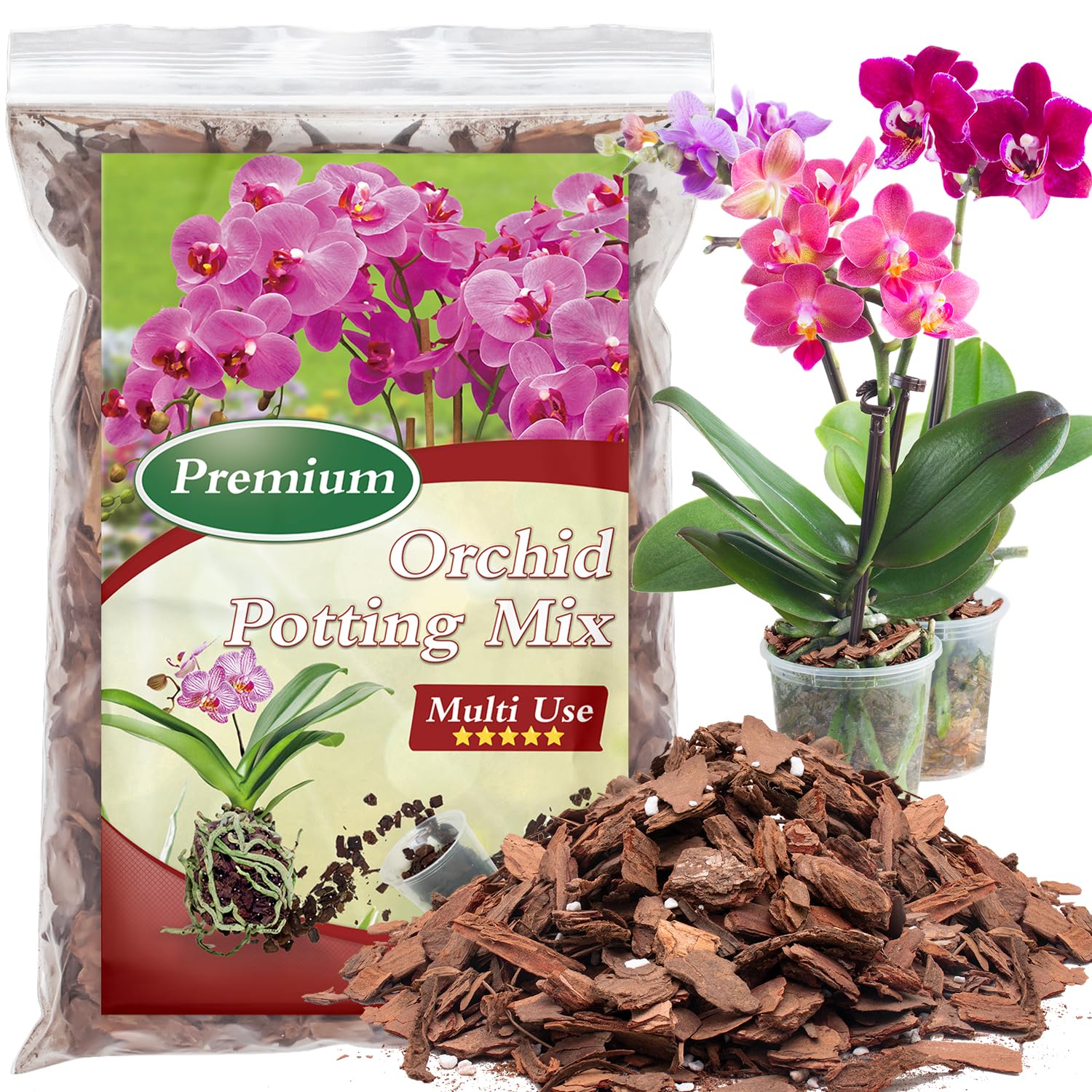 POLIUMB Orchid Bark Potting Mix 1 Quart front view