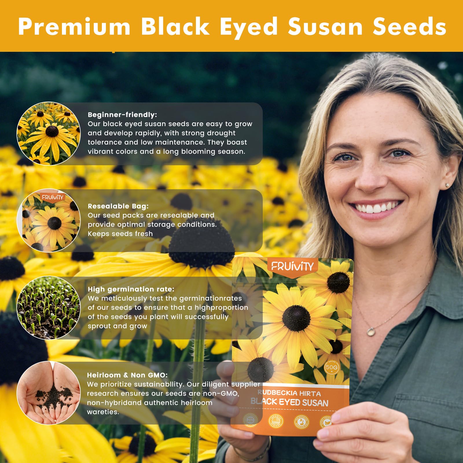 Pollinators attracted to Black Eyed Susan flowers