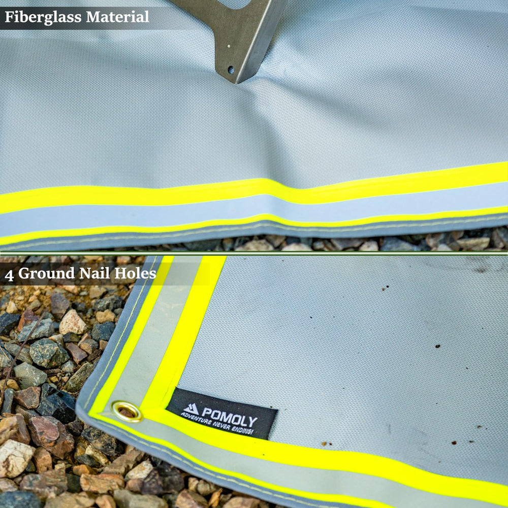 POMOLY Fire Pit Mat folded in storage bag