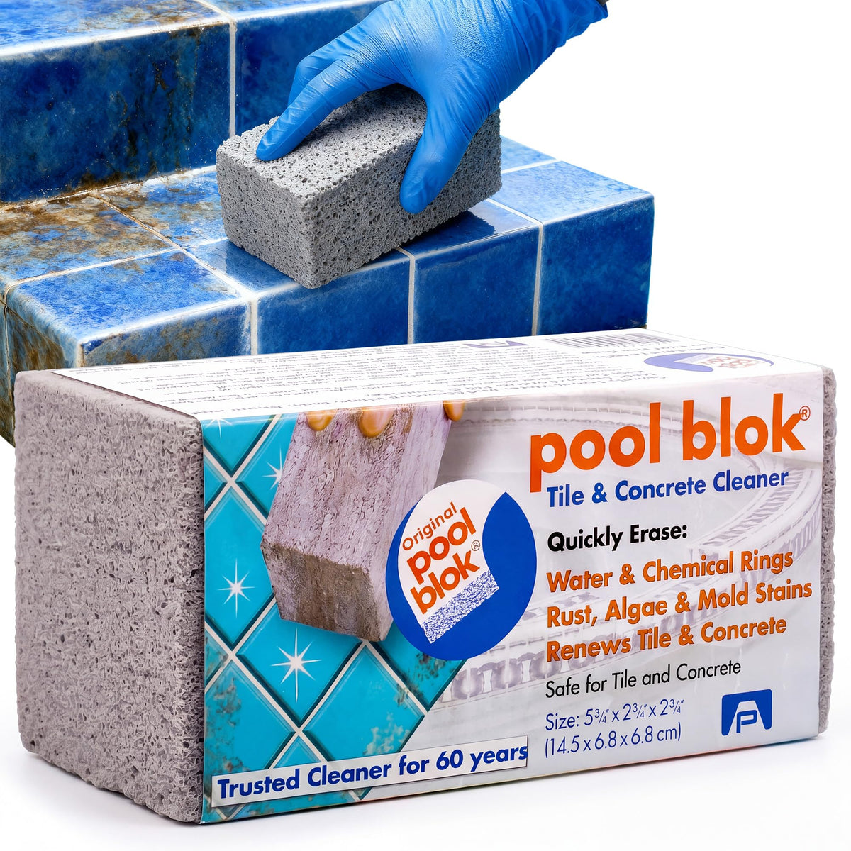 Pool Blok Pumice Stone front view, gray color