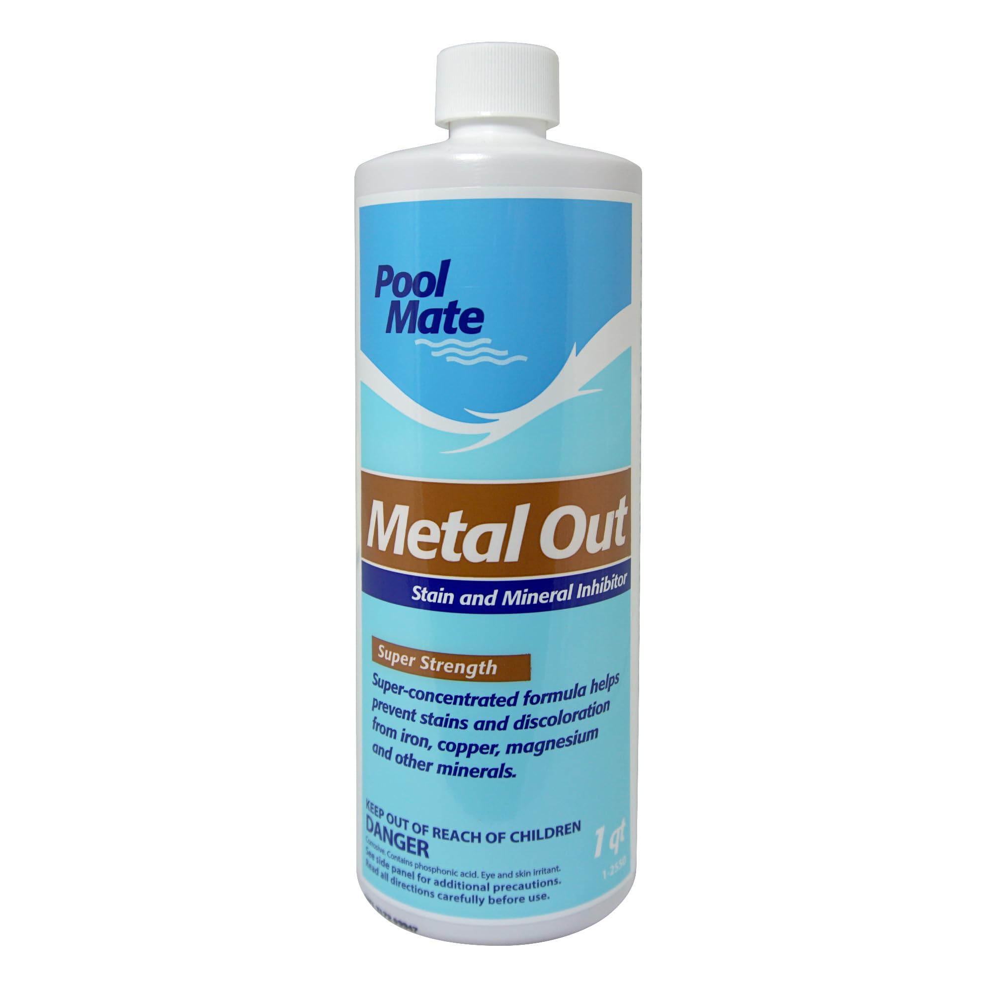 Pool Mate 1-Quart bottle back view with usage instructions
