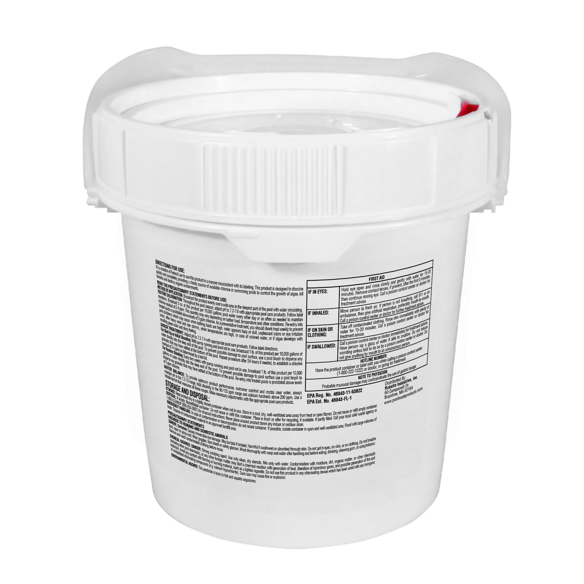 Pool Mate chlorine granules packaging with product details