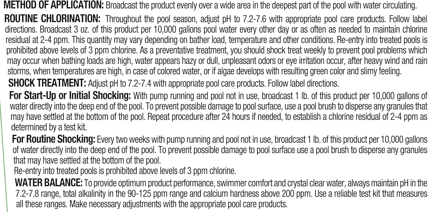 Pool Mate granules in use, broadcasting over pool water