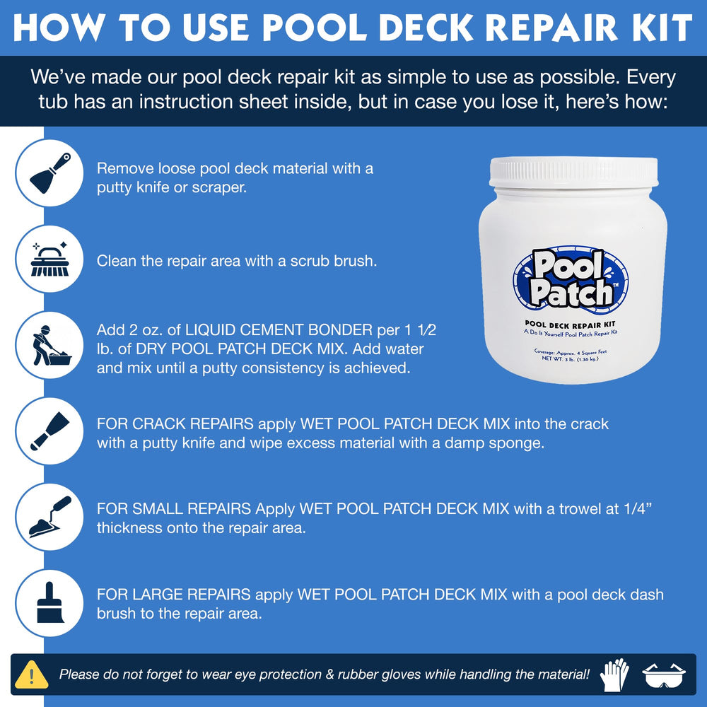 Pool Patch instructions and liquid cement bonder included