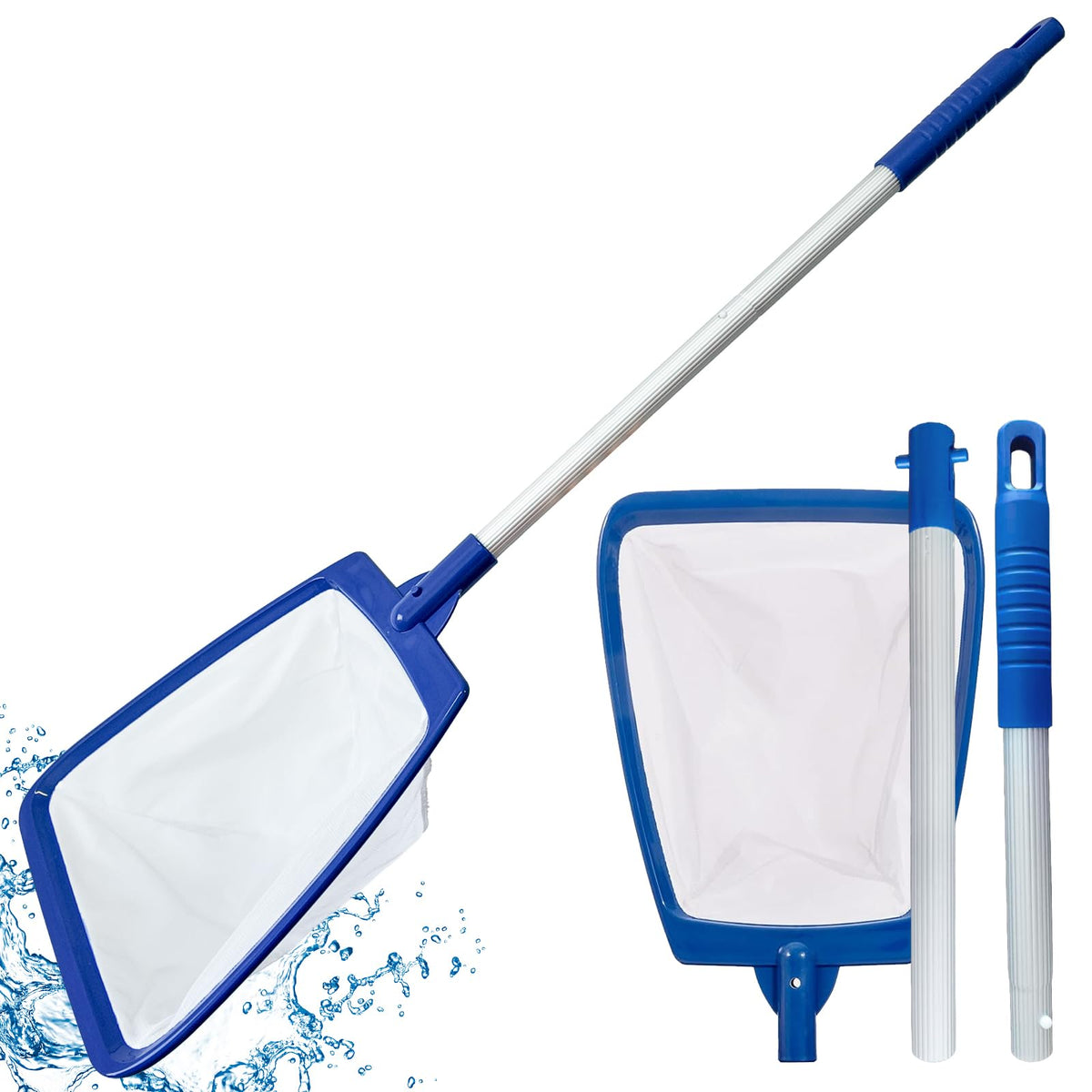 POOLAZA Hot Tub Pool Skimmer Net front view with aluminum handle