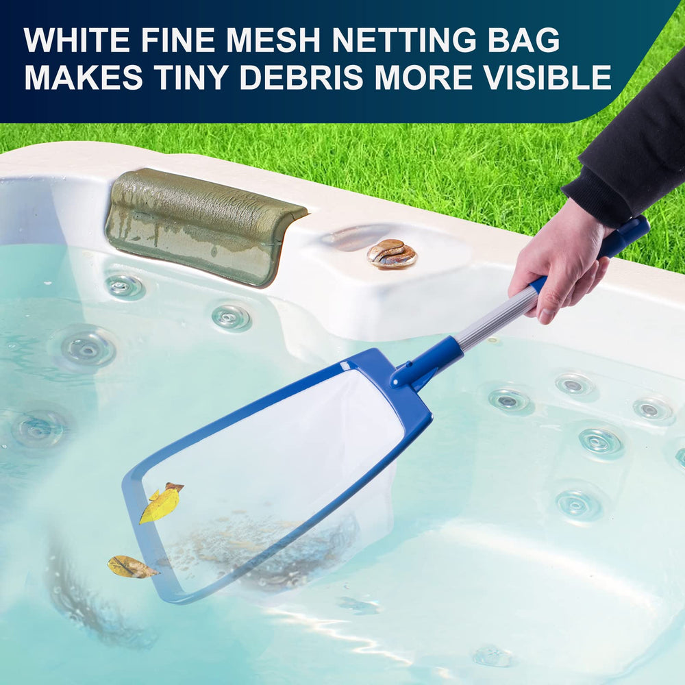POOLAZA Hot Tub Skimmer Net showing easy-scoop edge design