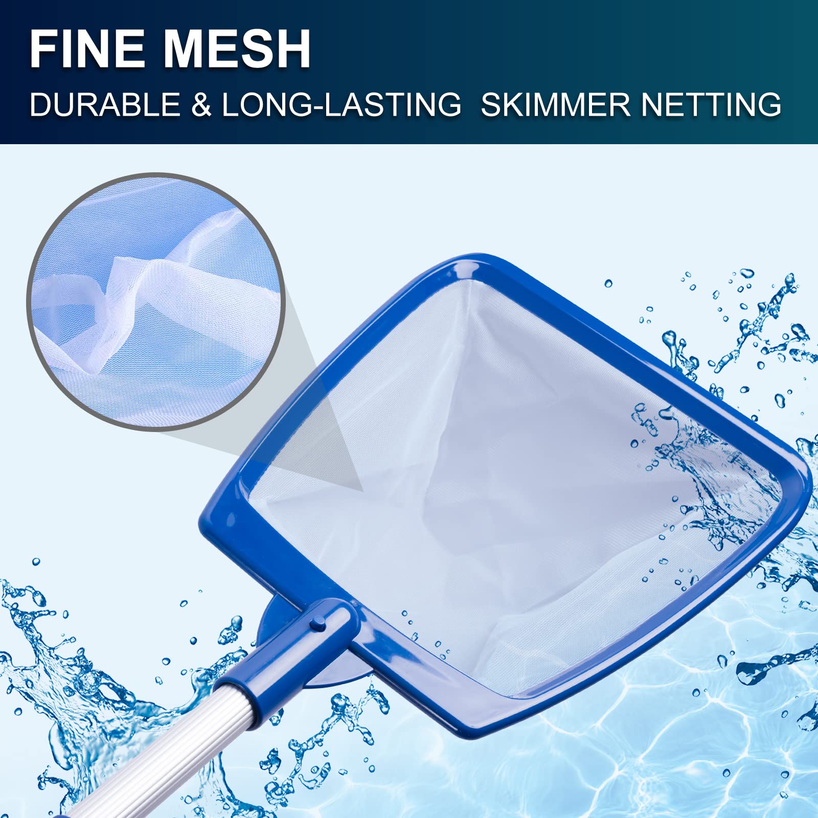 POOLAZA Hot Tub Skimmer Net side view showing fine mesh