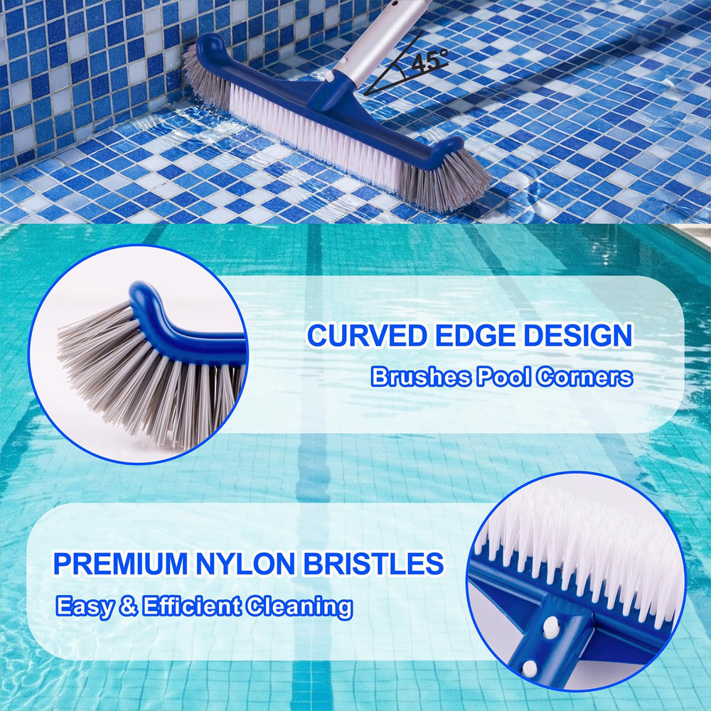POOLAZA Pool Brush Head attached to a standard pool pole