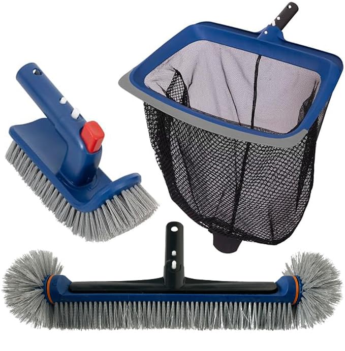 POOLAZA Pool Cleaning Kit including skimmer net and brushes