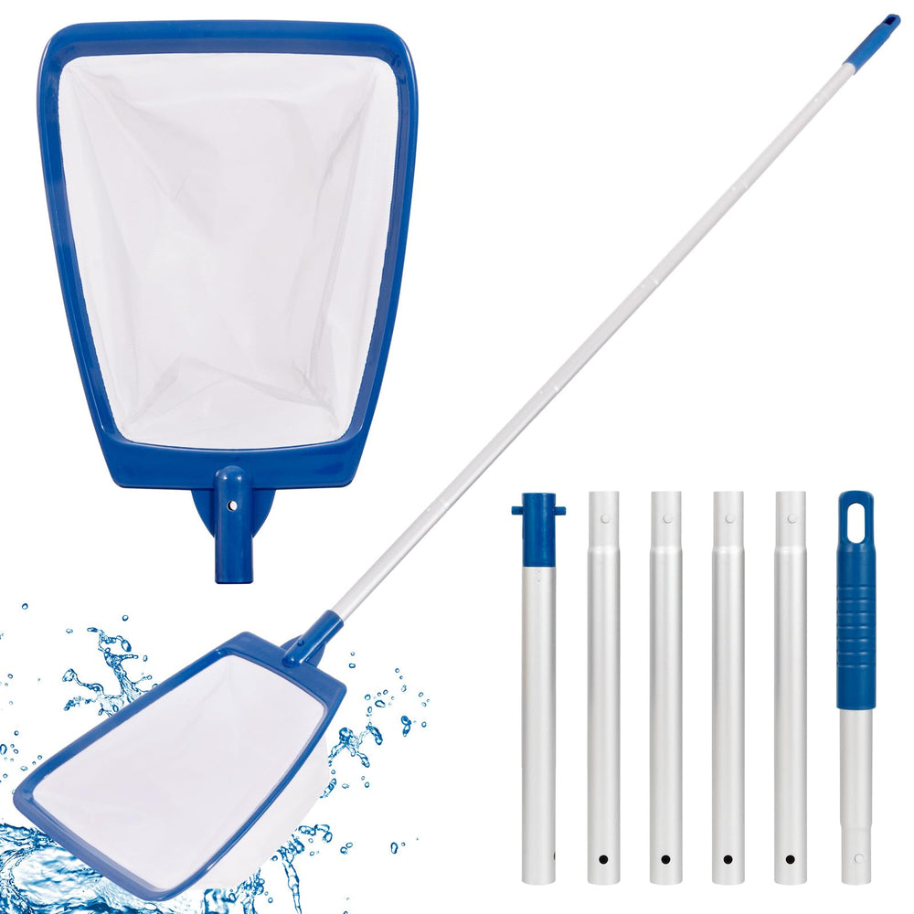 POOLAZA Pool Skimmer Net with 68-inch aluminum pole front view