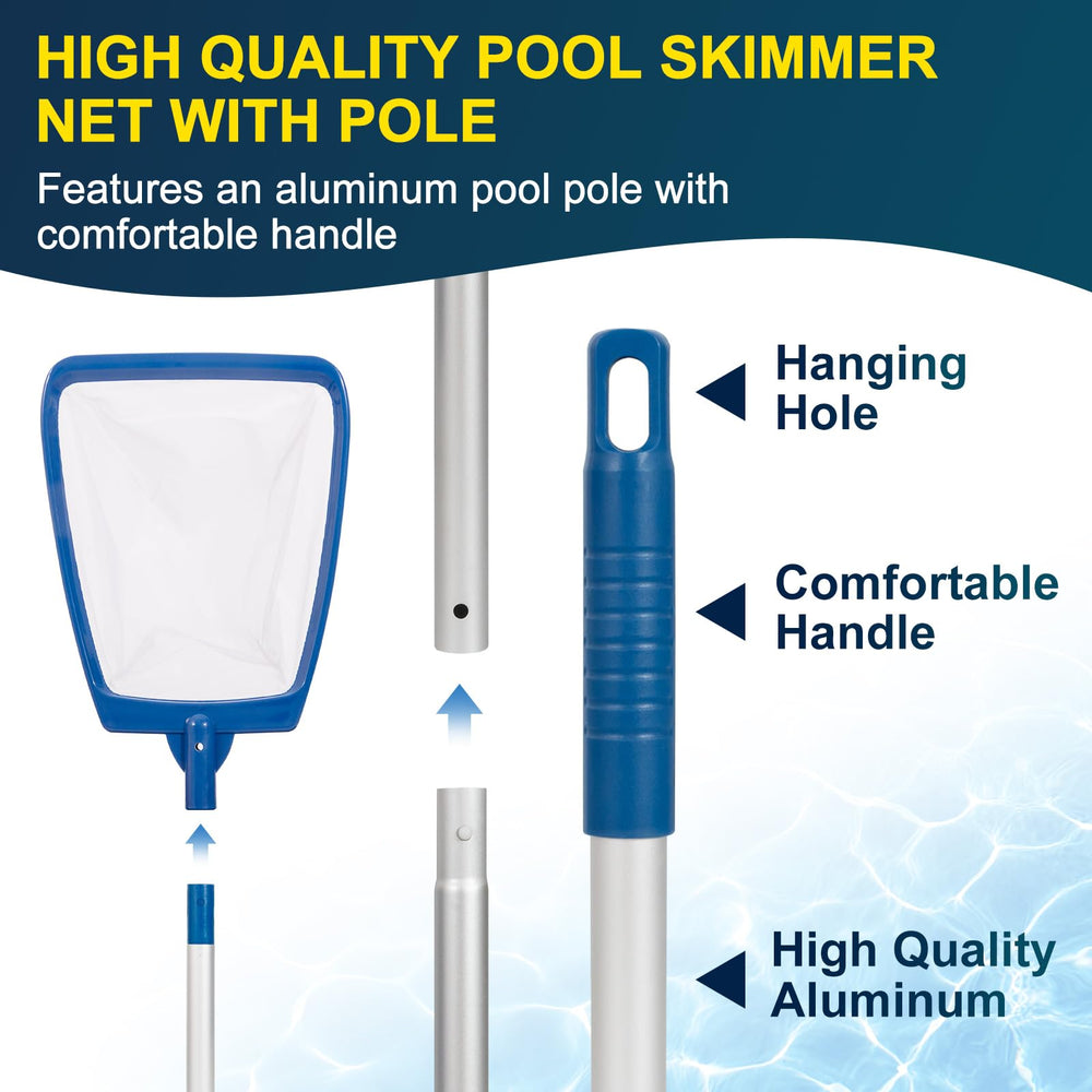 POOLAZA skimmer net with durable aluminum pole
