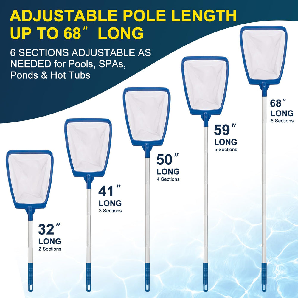 POOLAZA skimmer net with pole extended to 68 inches