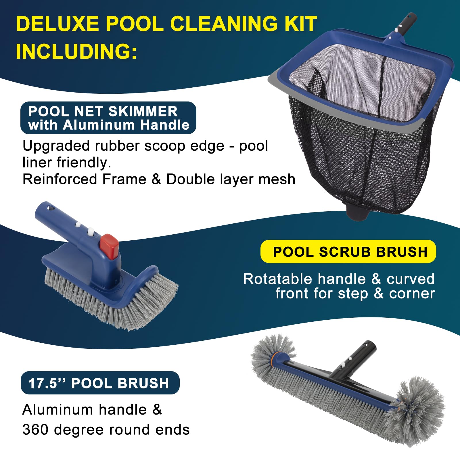 POOLAZA skimmer net with rubber scoop edge