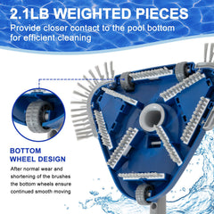 POOLAZA Weighted Pool Vacuum Head attached to a pool pole