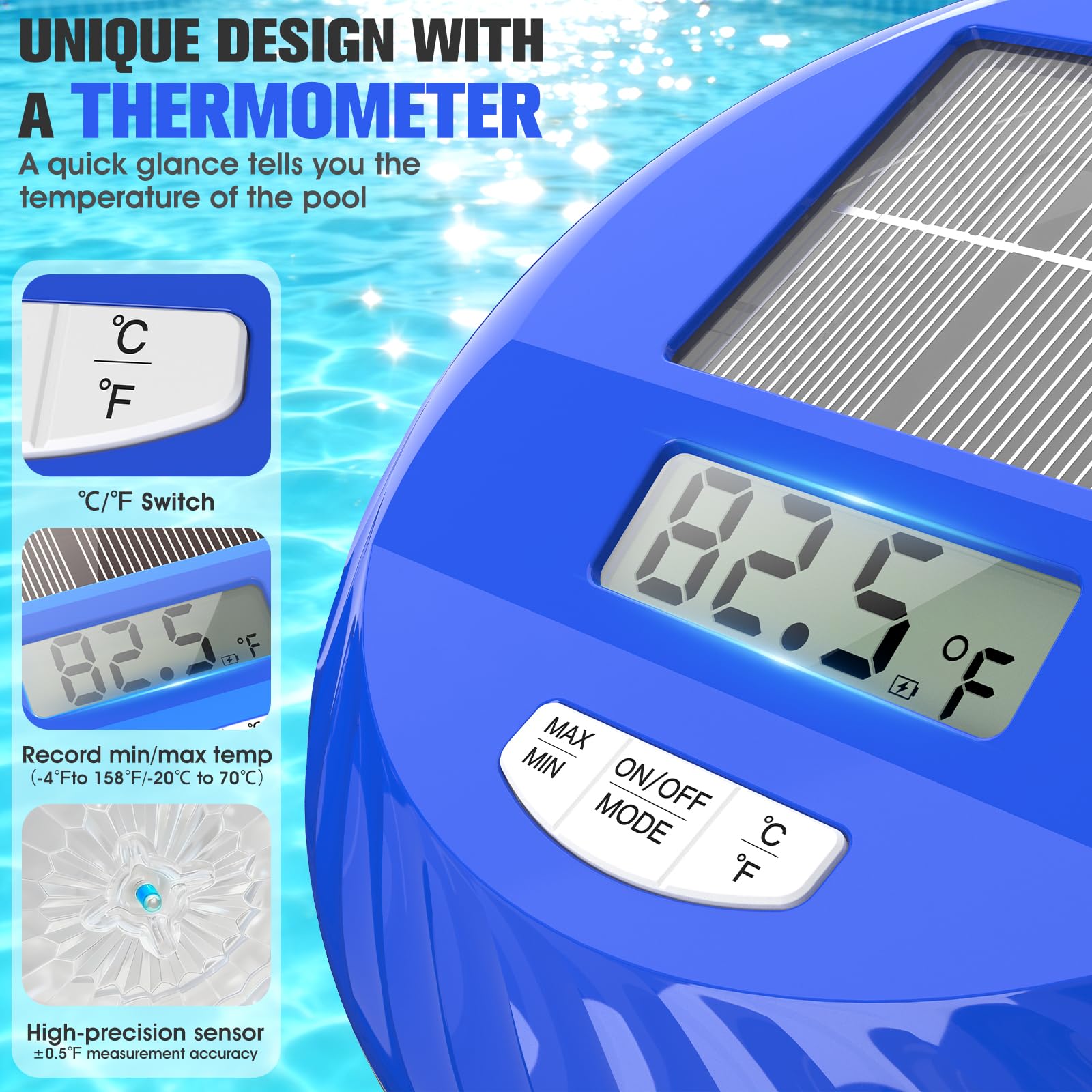PoolBliss Solar Pool Light with colour changing modes in water