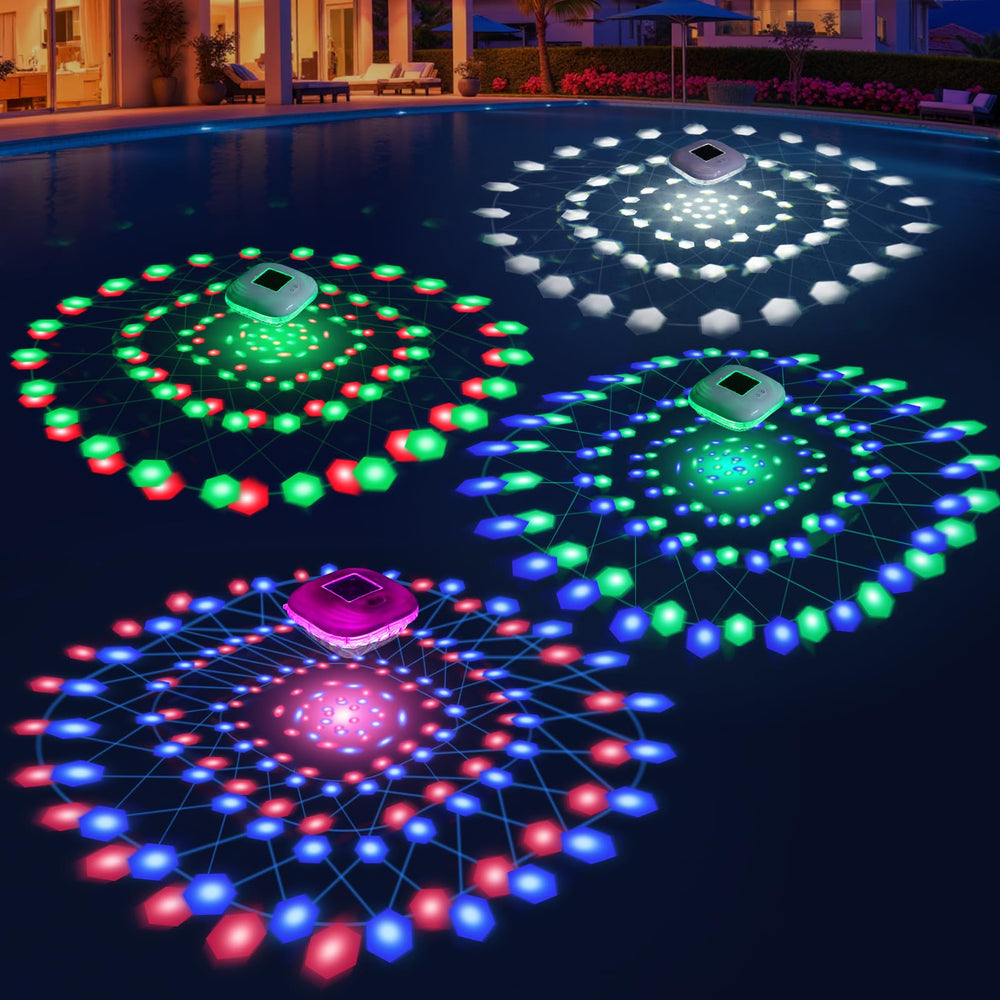 Pooldecor Floating Pool Lights in clear colour floating in a pool