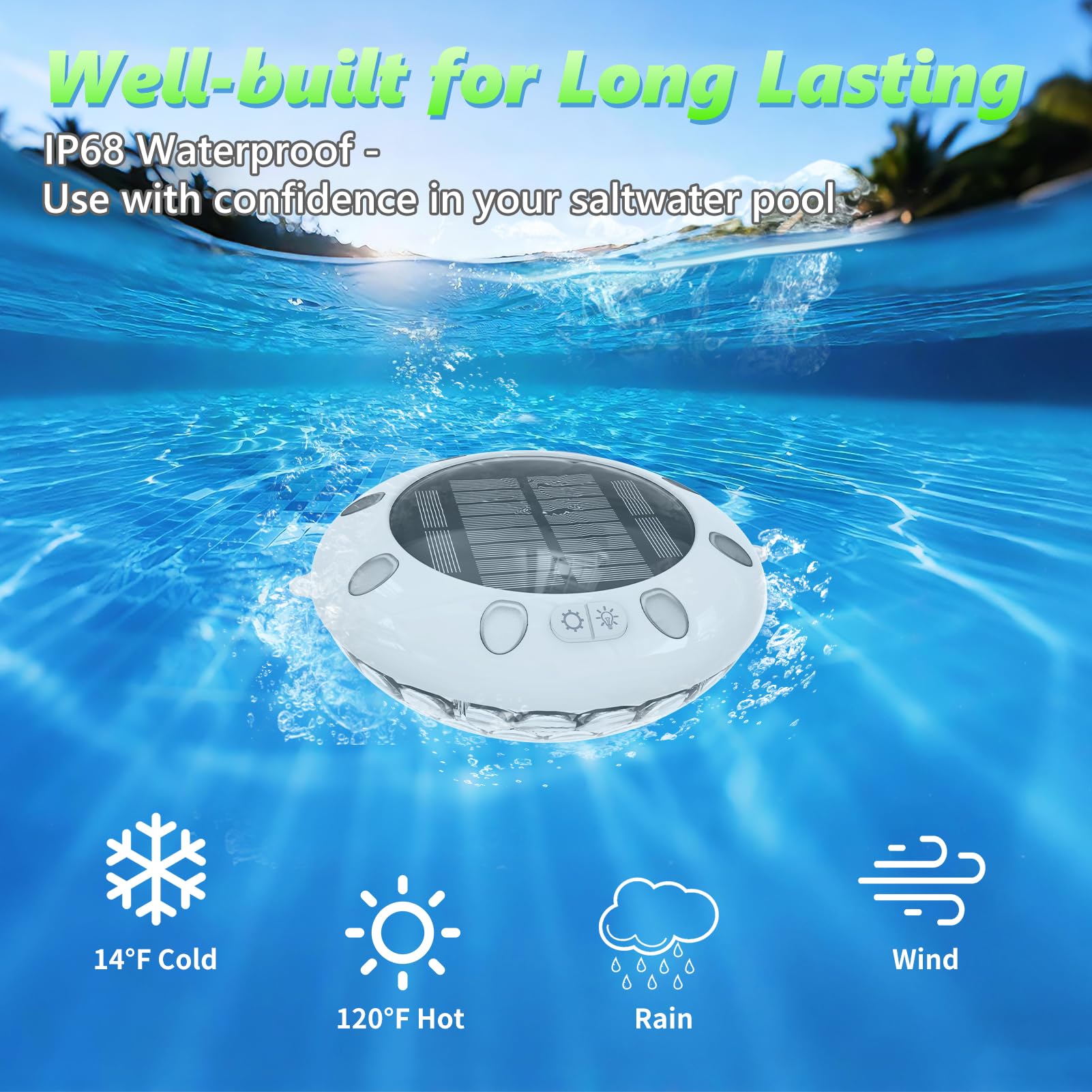 Pooldecor Floating Pool Lights set in a garden setting