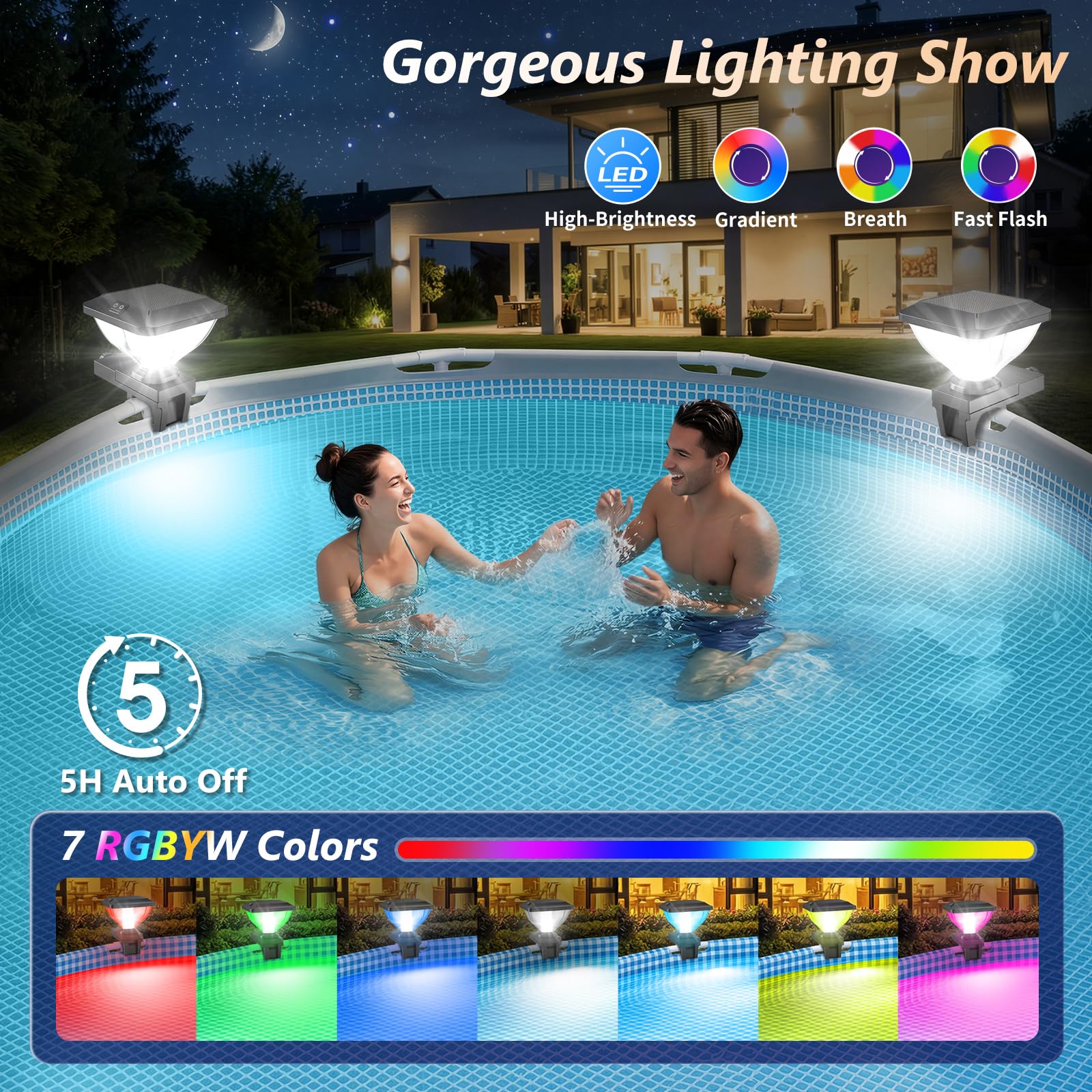 Pooldecor Solar Pool Light on above ground pool
