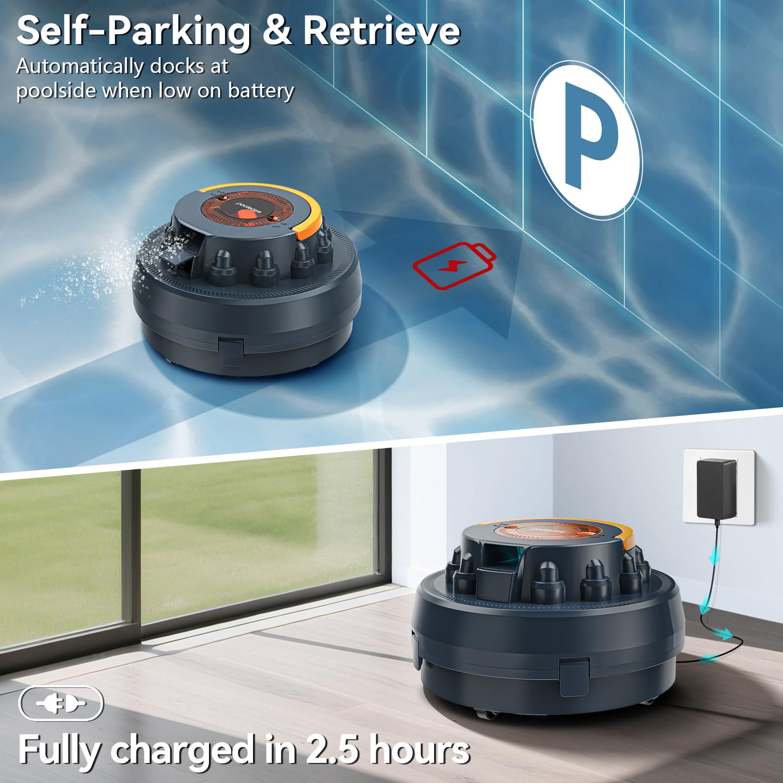 poolease X2 Cordless Pool Cleaner Robot close-up of the motor