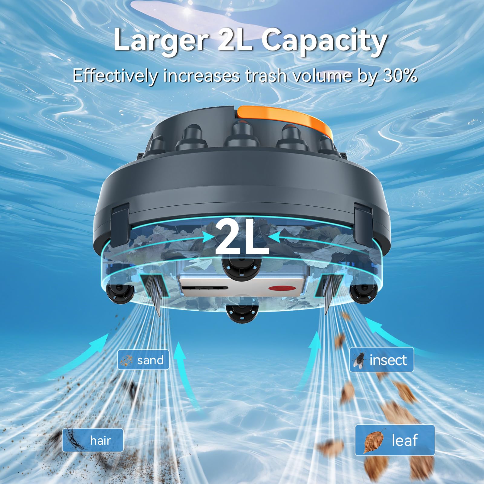 poolease X2 Cordless Pool Cleaner Robot in action in a pool