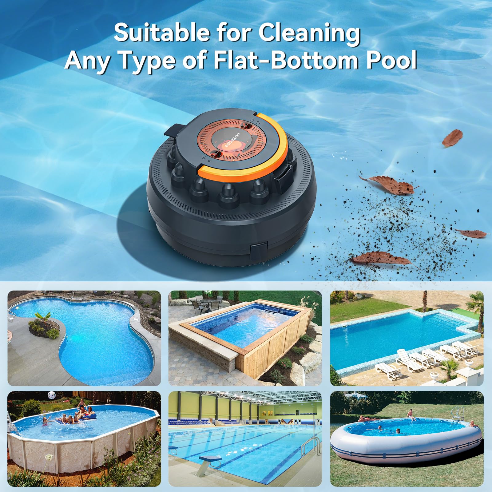 poolease X2 Cordless Pool Cleaner Robot with retrieval hook