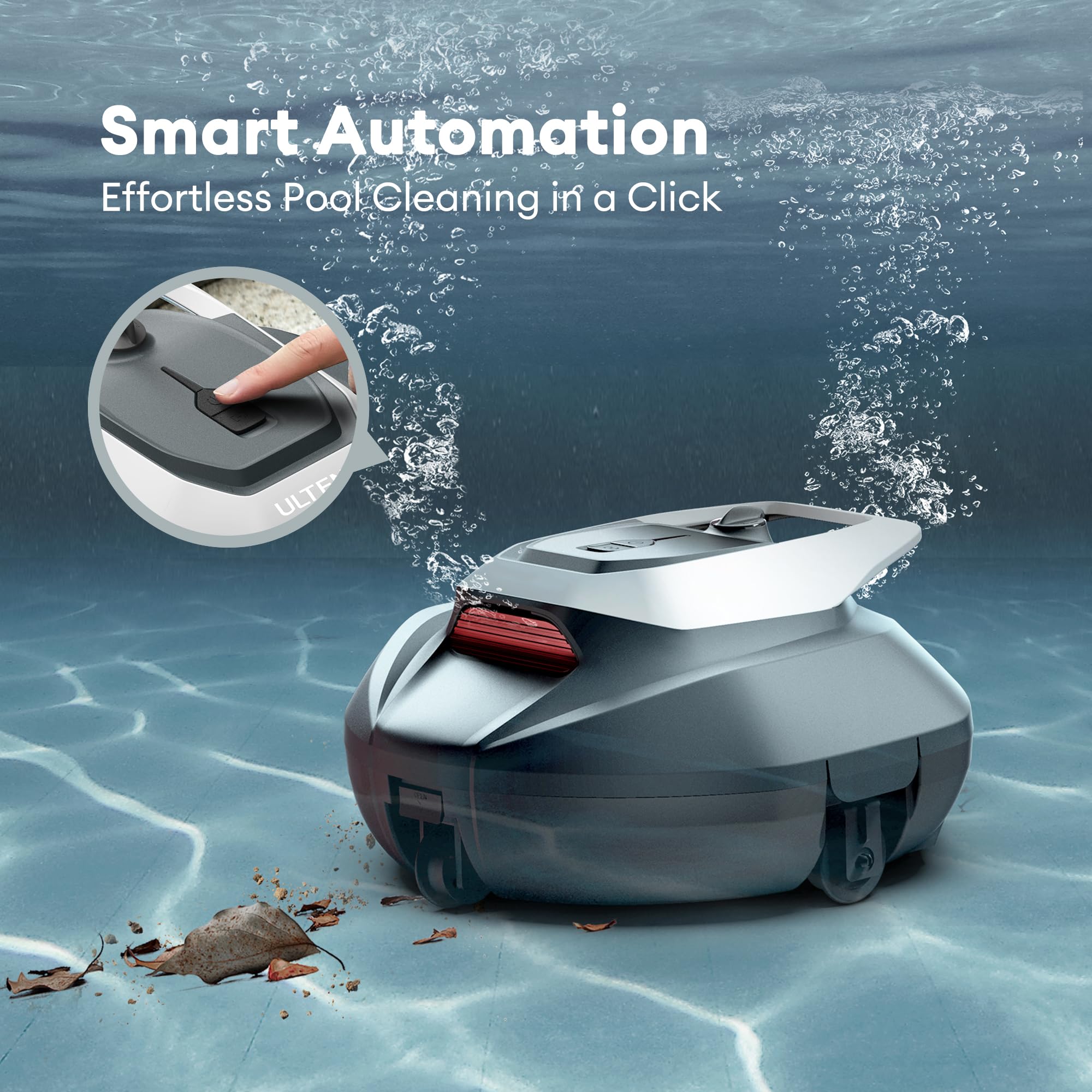 Pooleco Robotic Pool Cleaner showing dual-motor suction ports