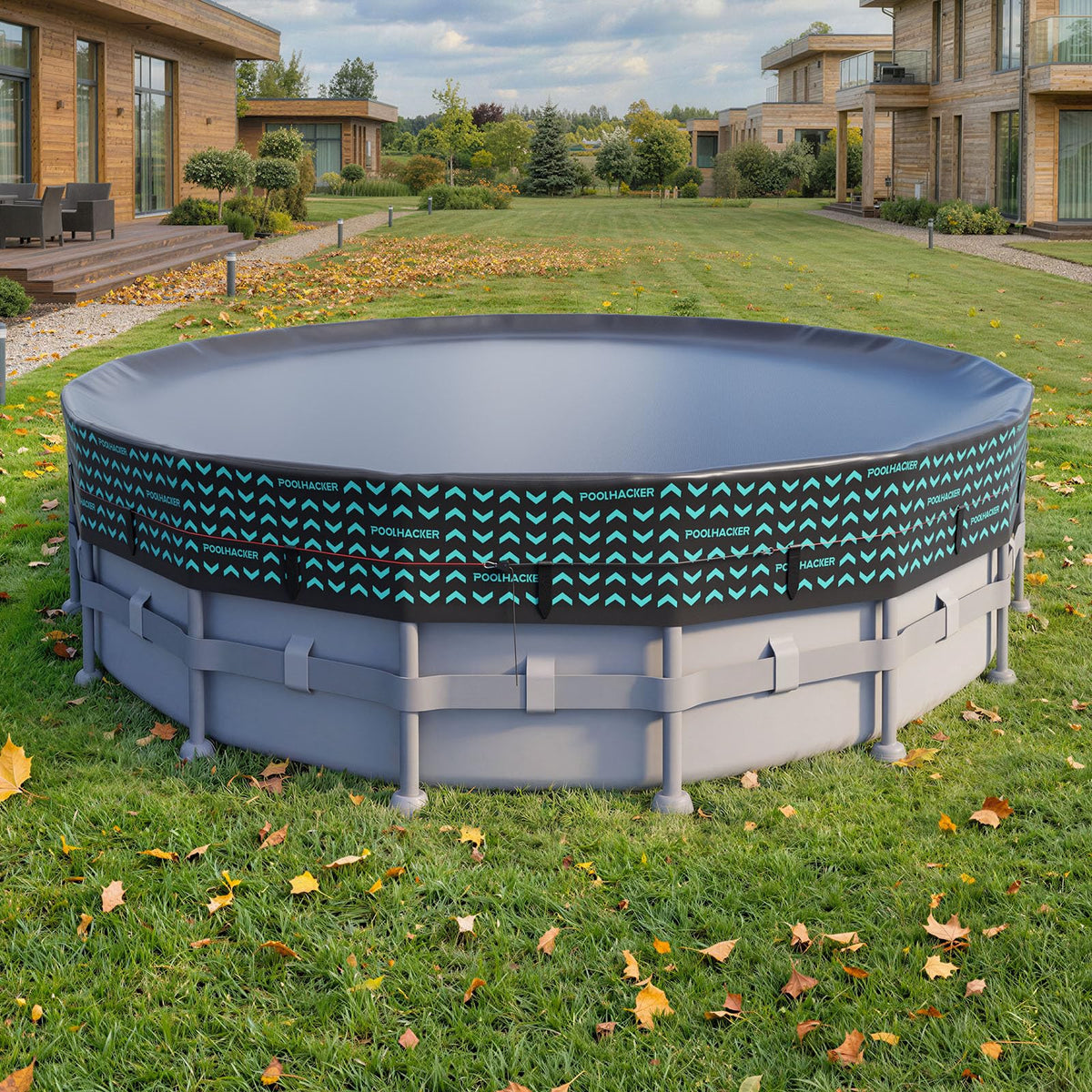 POOLHACKER 12 FT round pool cover with cable-pulley system