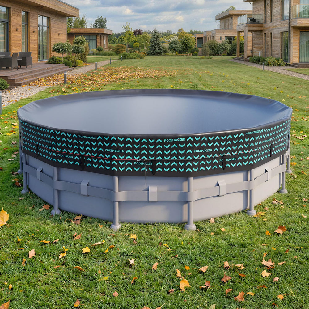 POOLHACKER 21 FT Round Pool Cover, Premium Black, front view