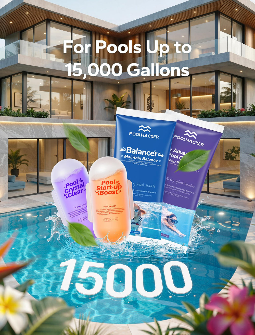 POOLHACKER 5-in-1 Pool Opening Kit in use