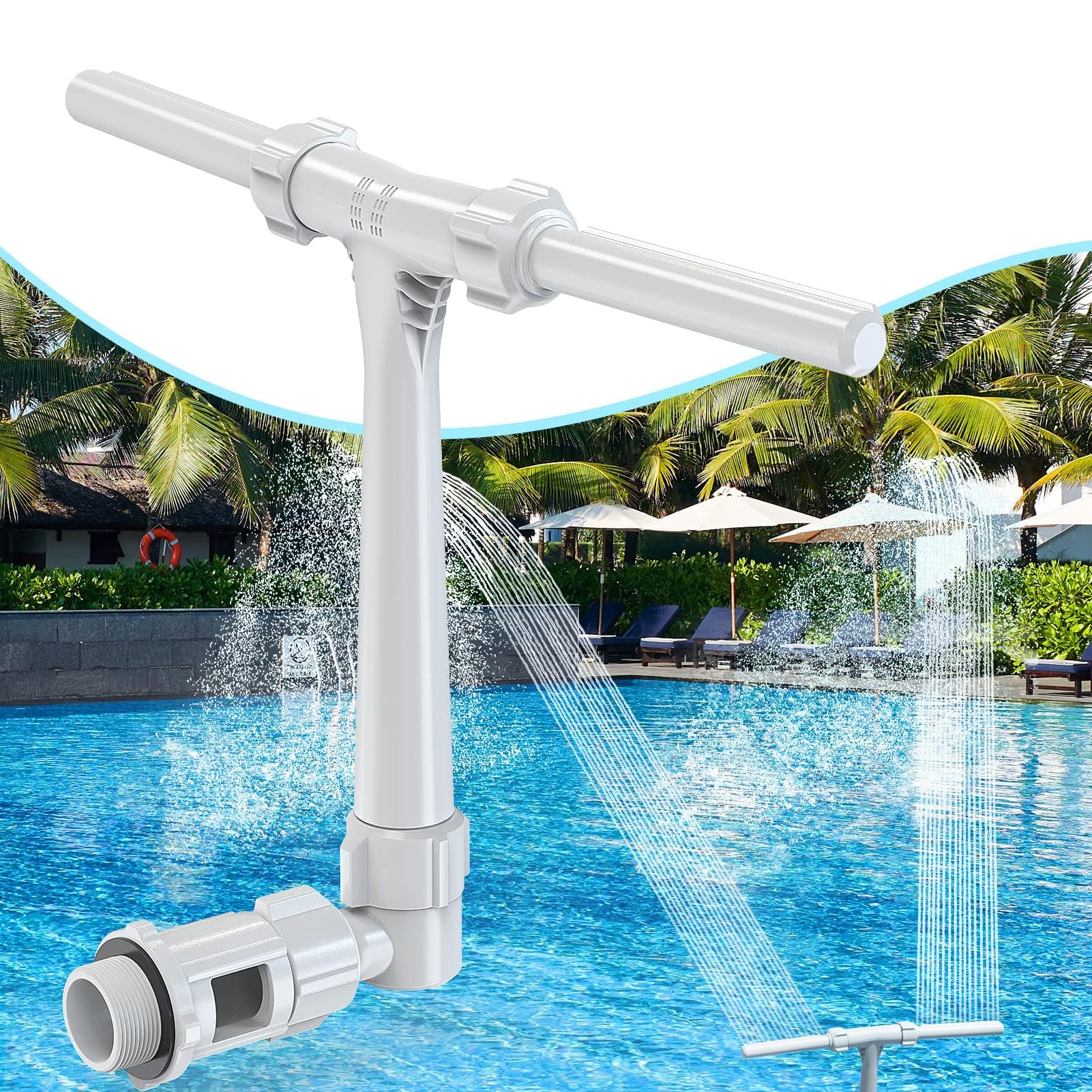 POOLHACKER Adjustable Dual Spray Pool Fountain front view