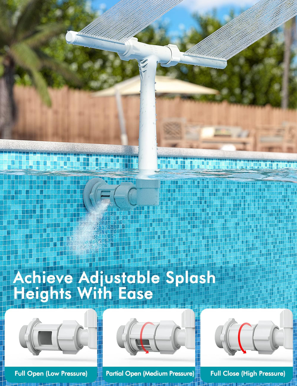POOLHACKER Adjustable Dual Spray Pool Fountain in action