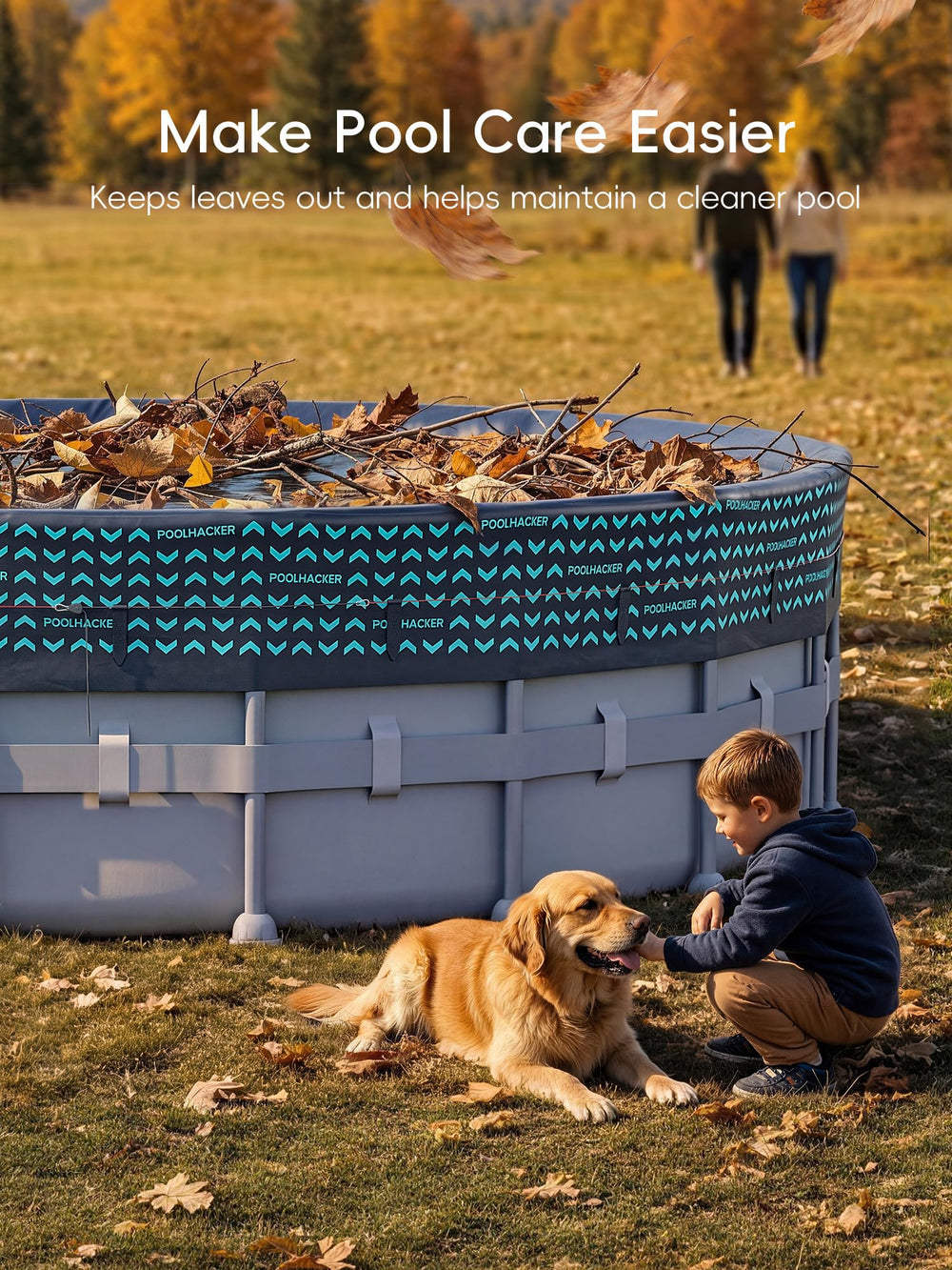 POOLHACKER Heavy-Duty Pool Cover in use during winter