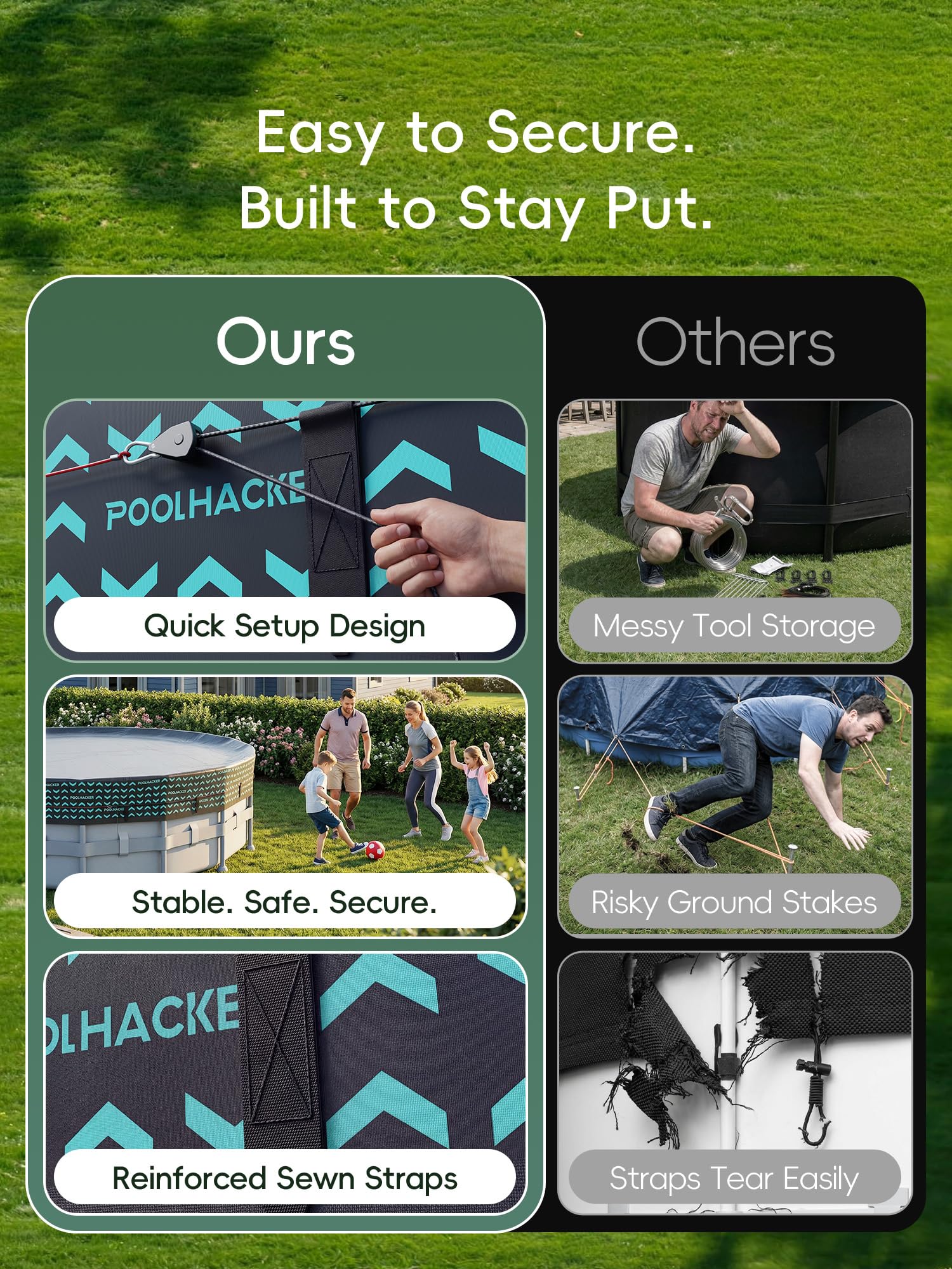 POOLHACKER pool cover installation with one person