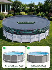 POOLHACKER round pool cover in Oxford Black fabric