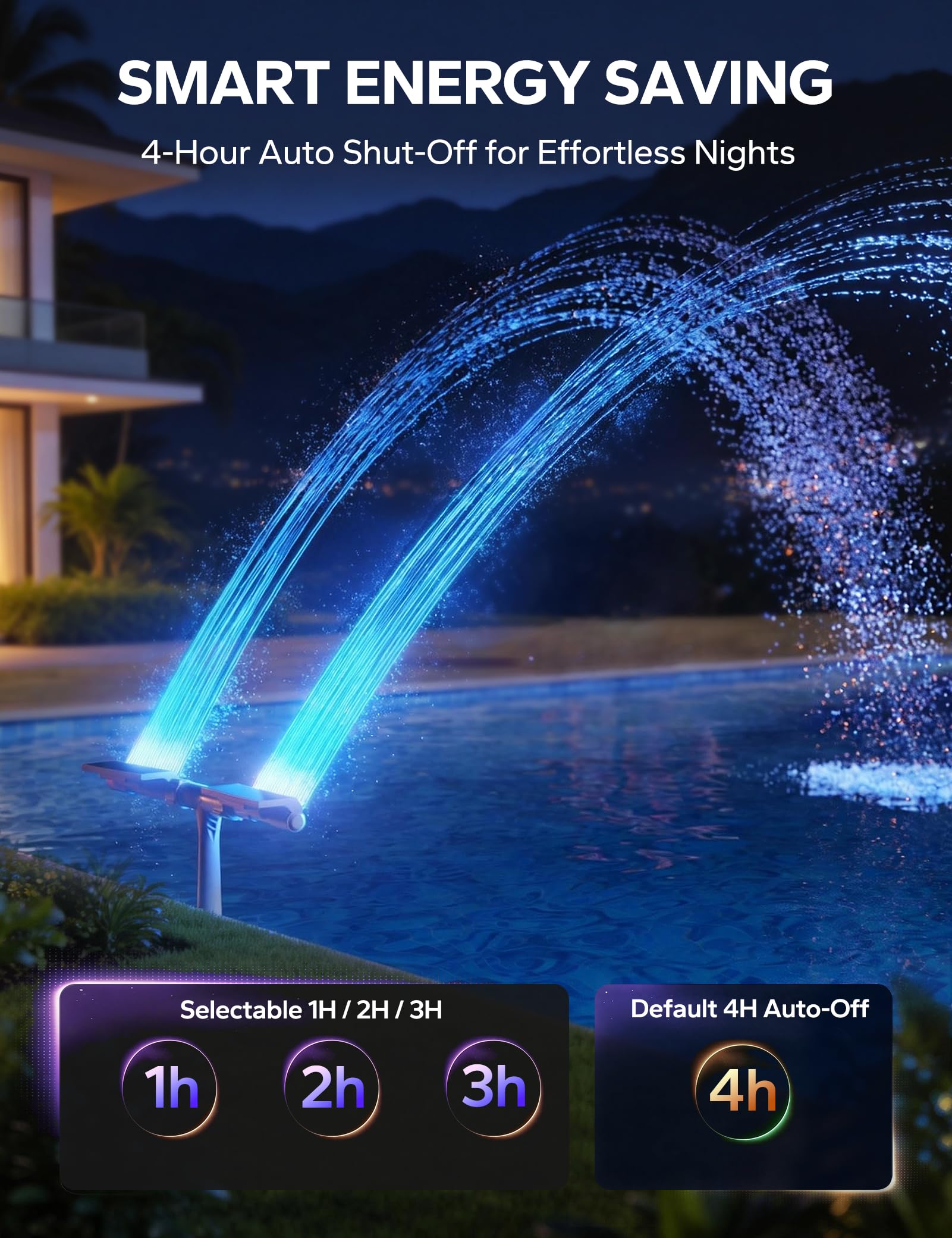 POOLHACKER Solar Pool Fountain with dual-head spray in a swimming pool