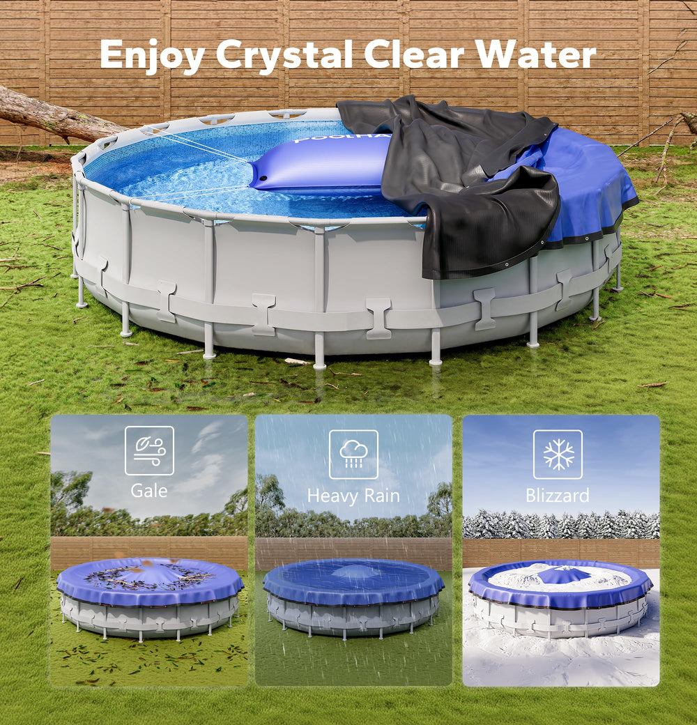 POOLHACKER Winter Pool Pillow in a winterized pool