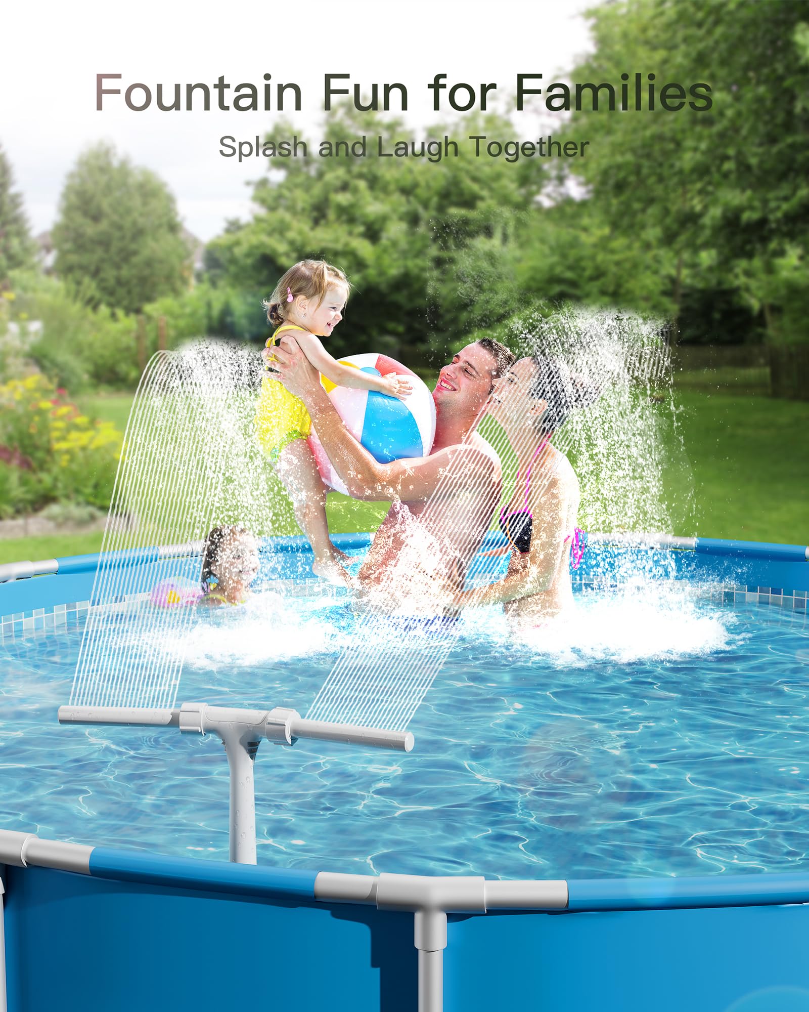 POOLHOUR Height Upgrade Pool Fountain close-up of double nozzles