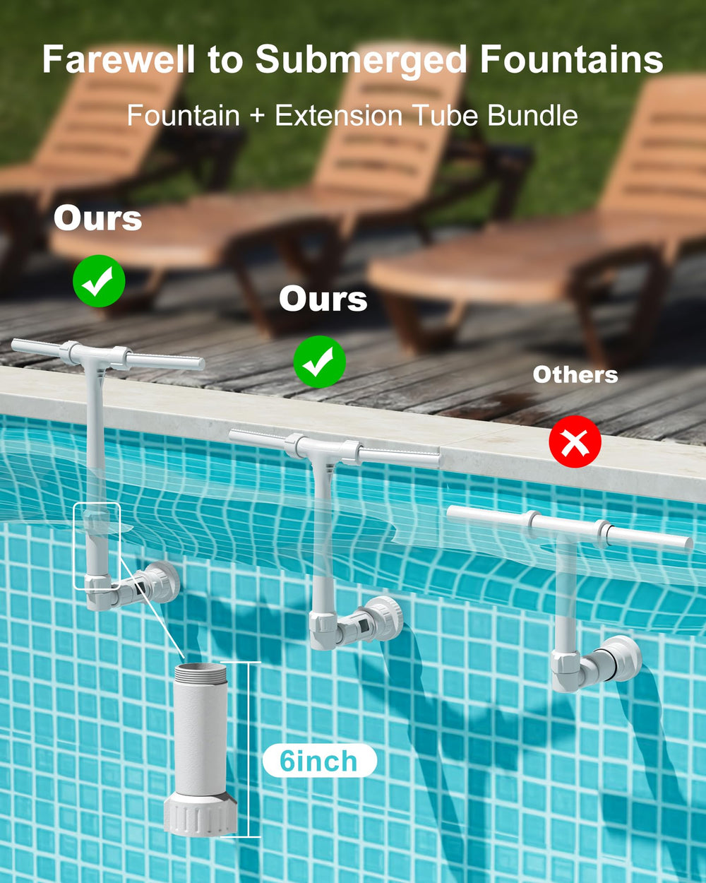 POOLHOUR Height Upgrade Pool Fountain side view with adjustable features