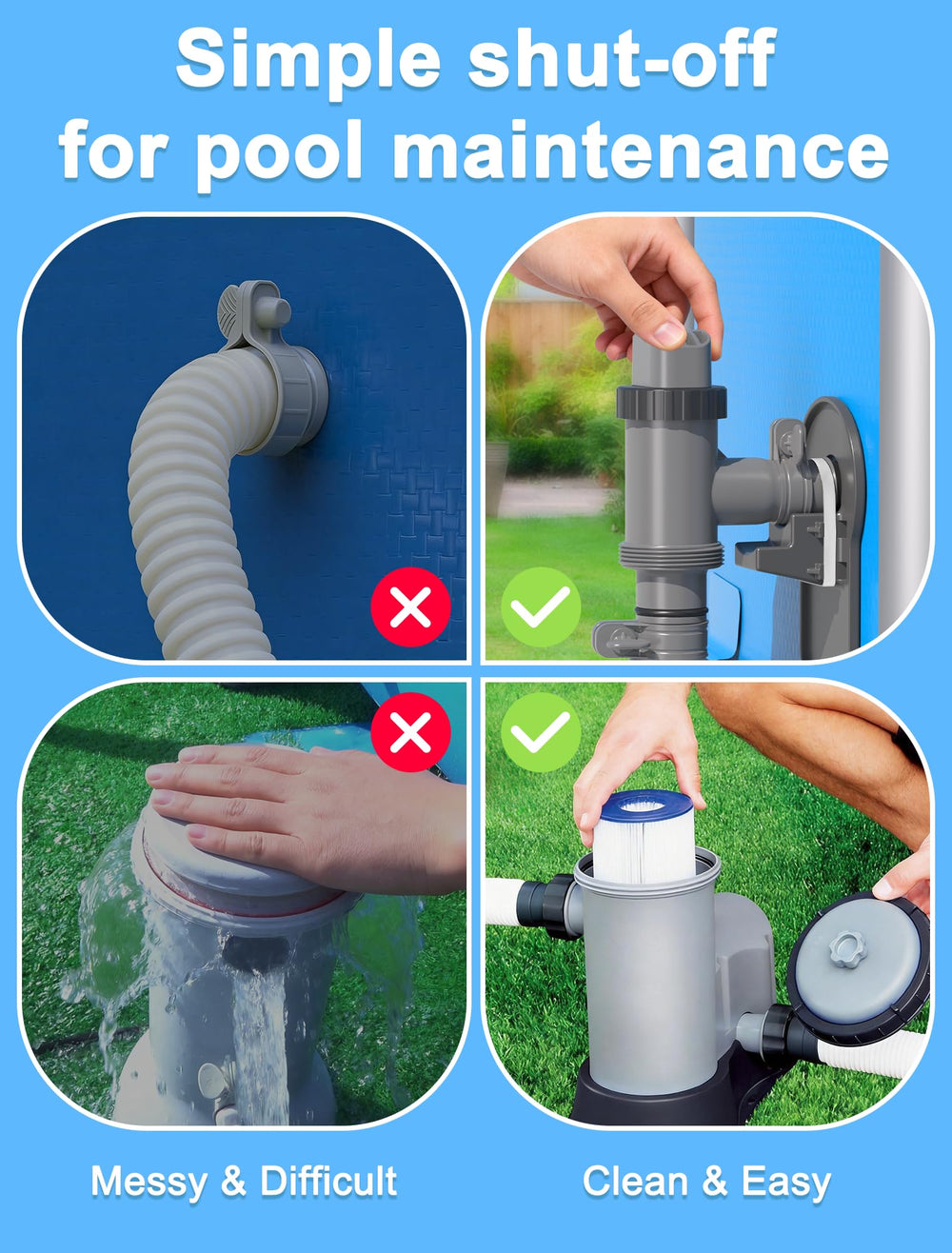 POOLHOUR Plunger Valves for above ground pool connections