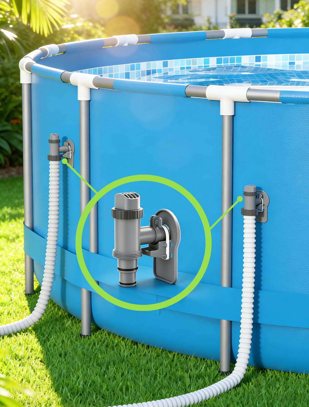 POOLHOUR Plunger Valves with integrated pipe holder and clamp
