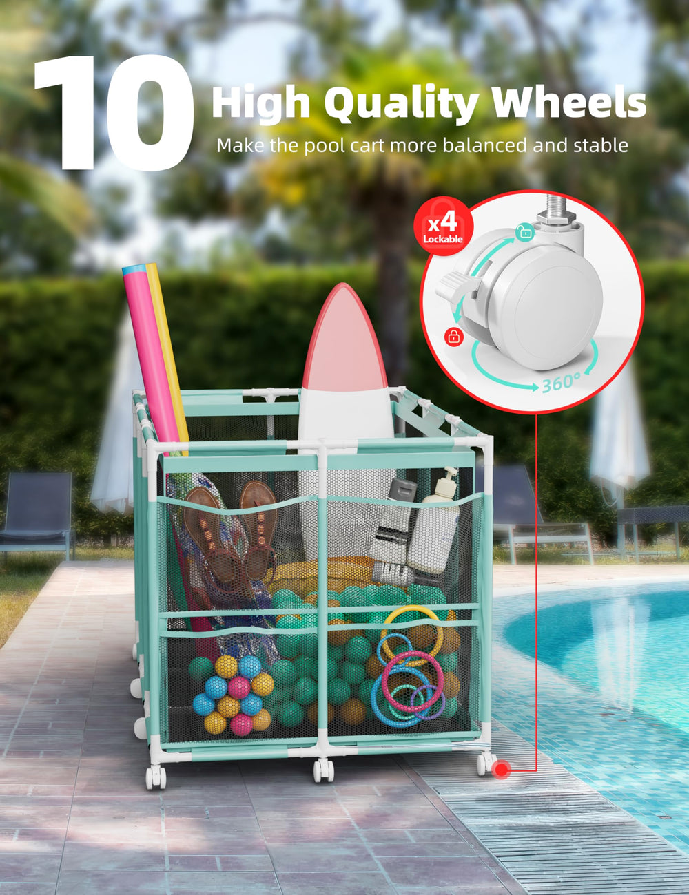POOLHOUR Pool Float Storage showing durable metal frame