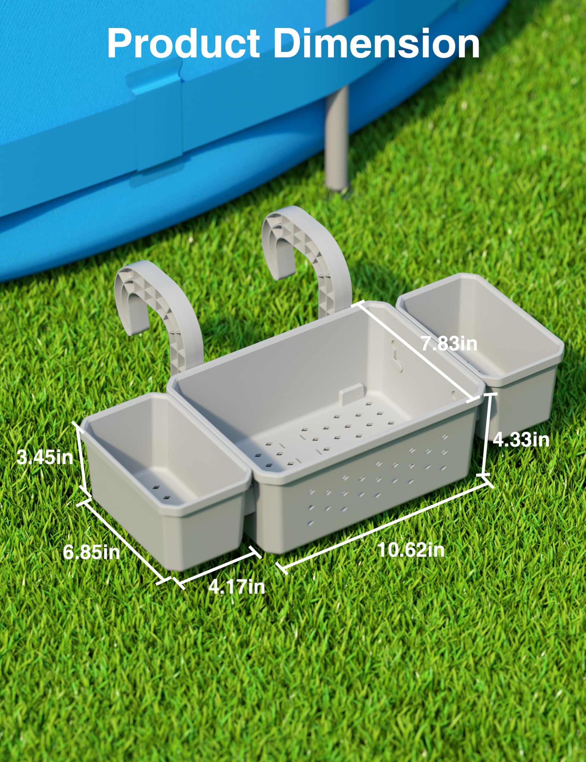 POOLHOUR Poolside Basket with hooks and support rods
