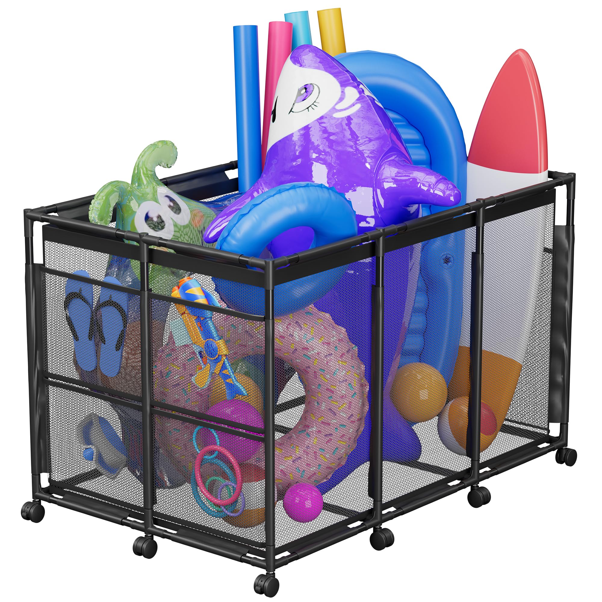 POOLHOUR XXL Large Pool Float Storage Bin front view in black