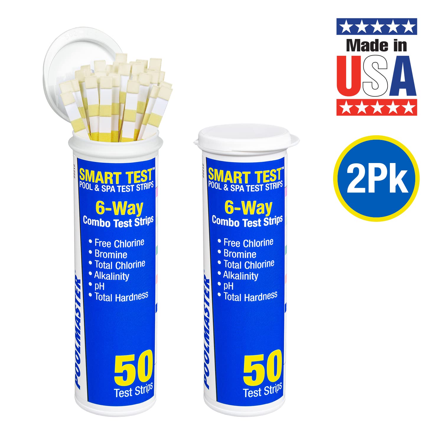 Poolmaster 6-Way Test Strips Blue with Colour Chart