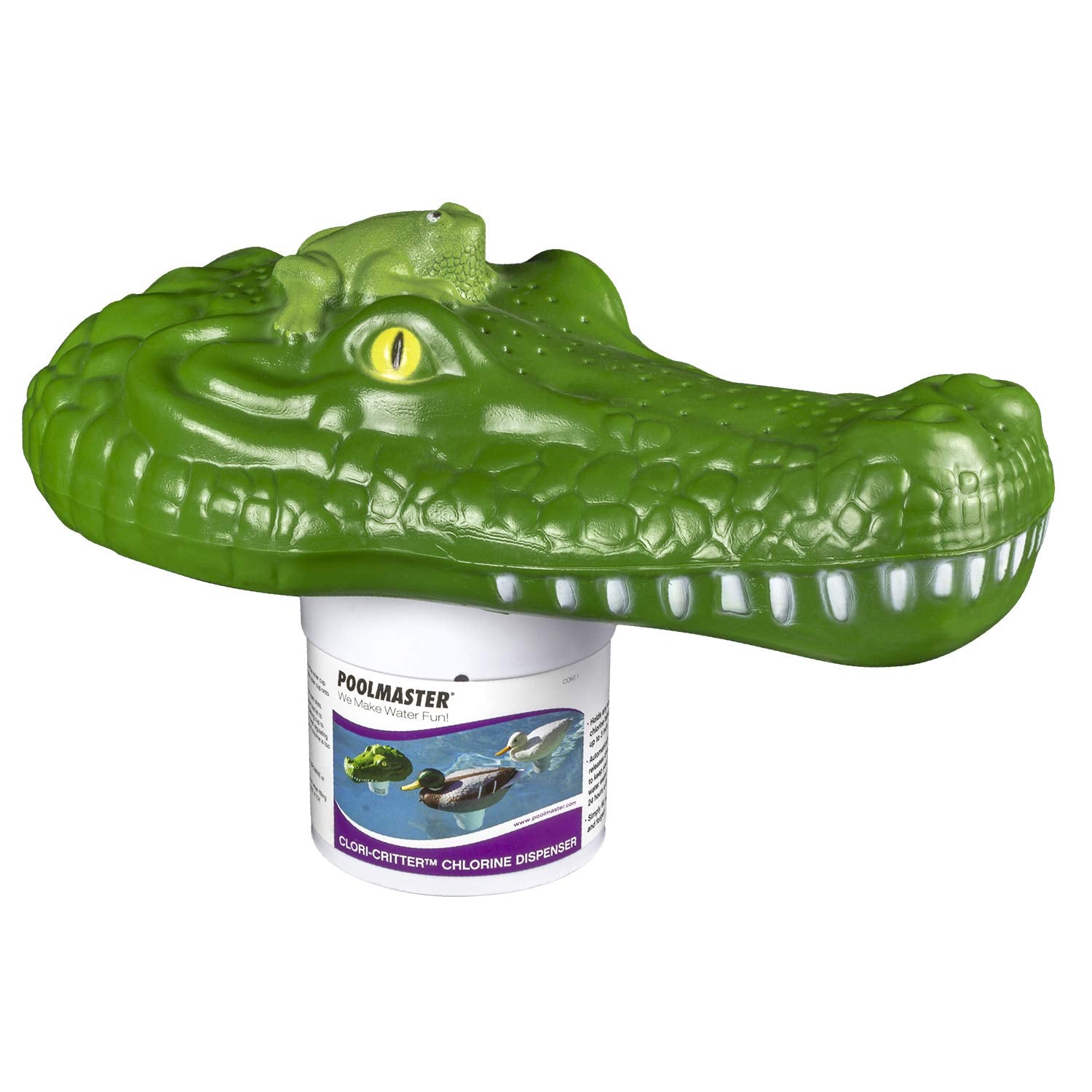 Poolmaster Adjustable Chlorine Dispenser Green Alligator front view